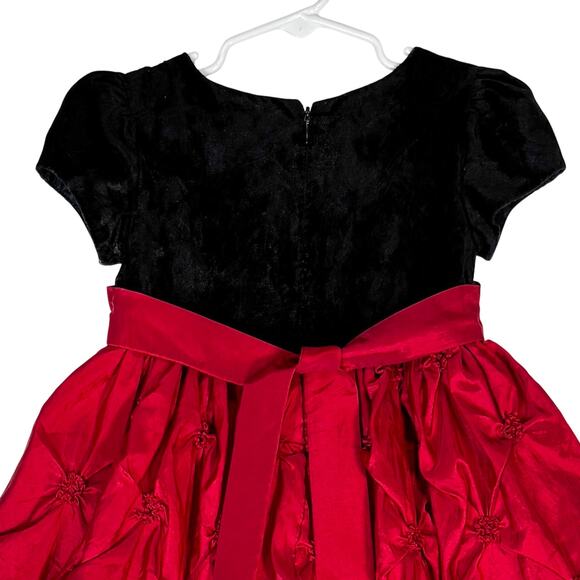 Cinderella Couture Girls Black Velvet and Red Satin Christmas Holiday Dress | 3T - Picture 4 of 6